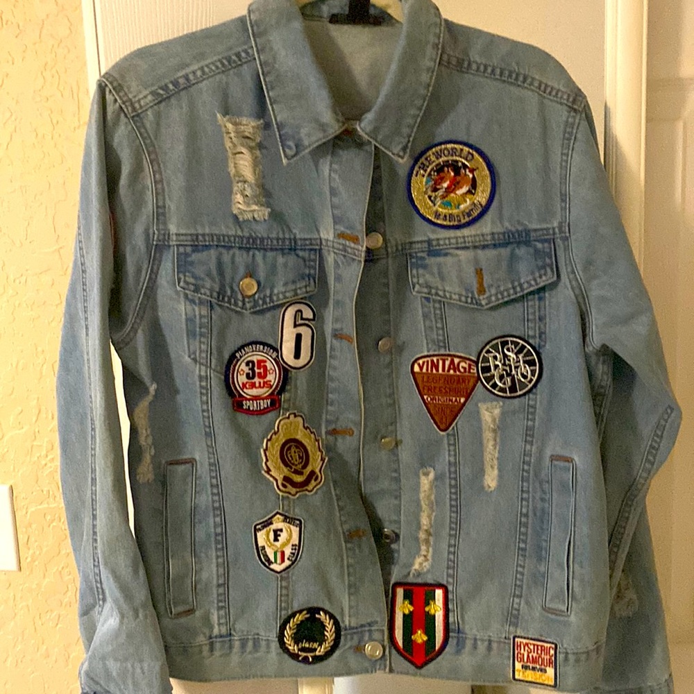 Vintage patched blue Jean jacket